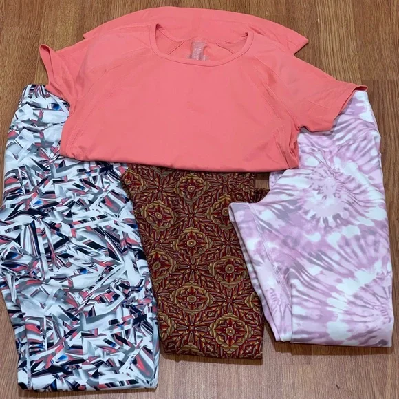 LuLaRoe And More Activewear Set Red White Multi M - Picture 2 of 10